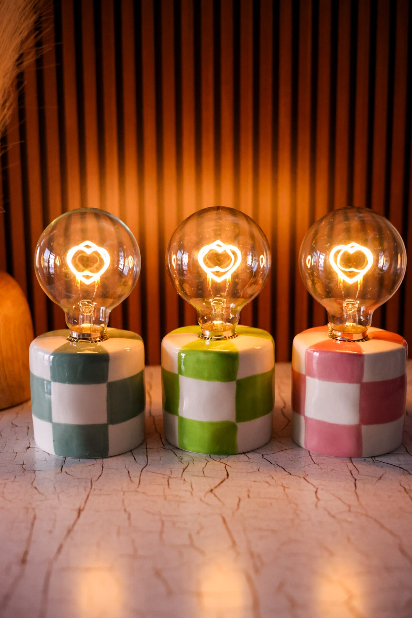 LED Heart Bulb With Checkered Ceramic Base (3 Colors)