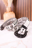 Rhinestone Skull Studded White Leather Belt