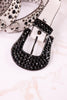 Rhinestone Skull Studded White Leather Belt