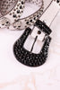 Rhinestone Skull Studded White Leather Belt