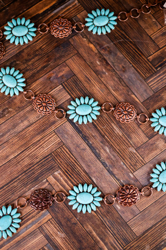 Chasing Cowboys Copper Turquoise Belt