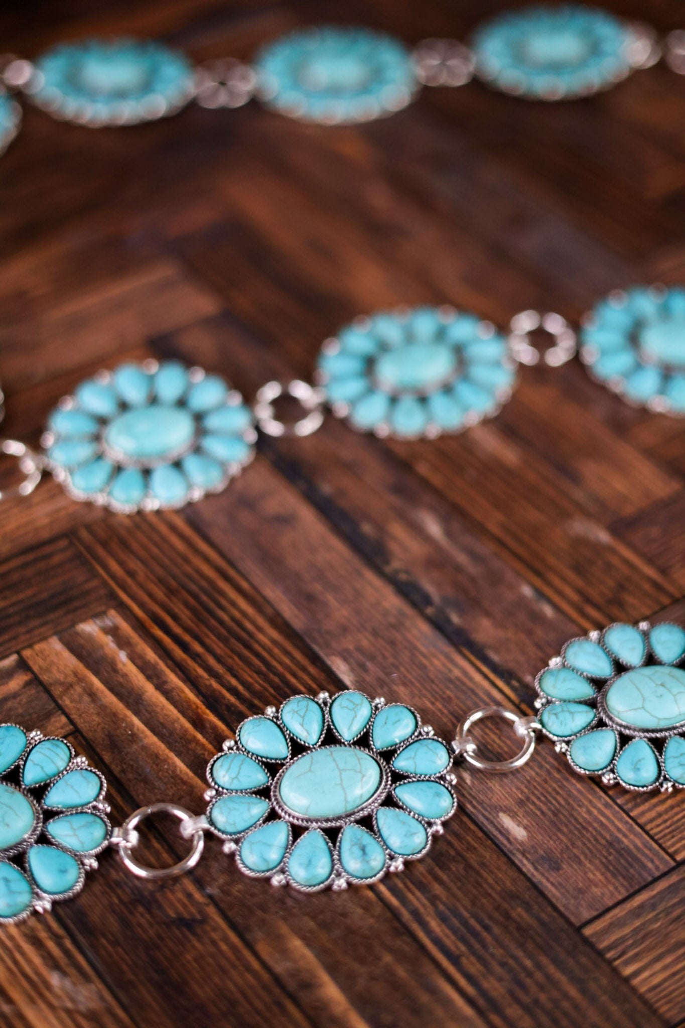 Ride For the Brand Darlin' Turquoise Floral Concho Link Belt
