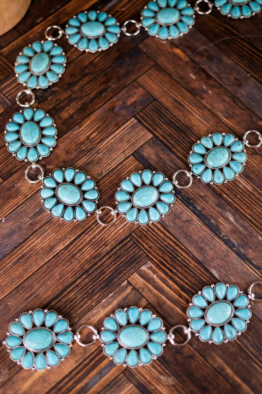 Ride For the Brand Darlin' Turquoise Floral Concho Link Belt