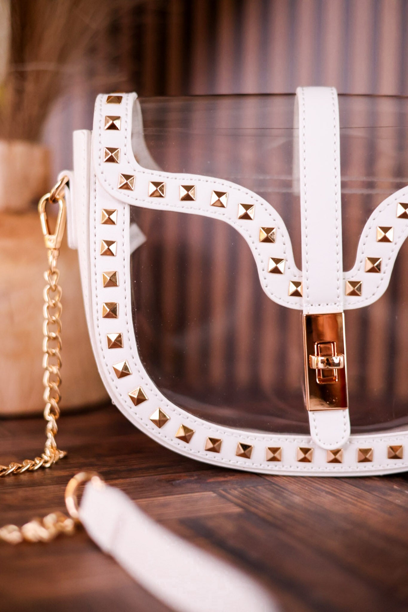 Clear and White Studded Crossbody Bag