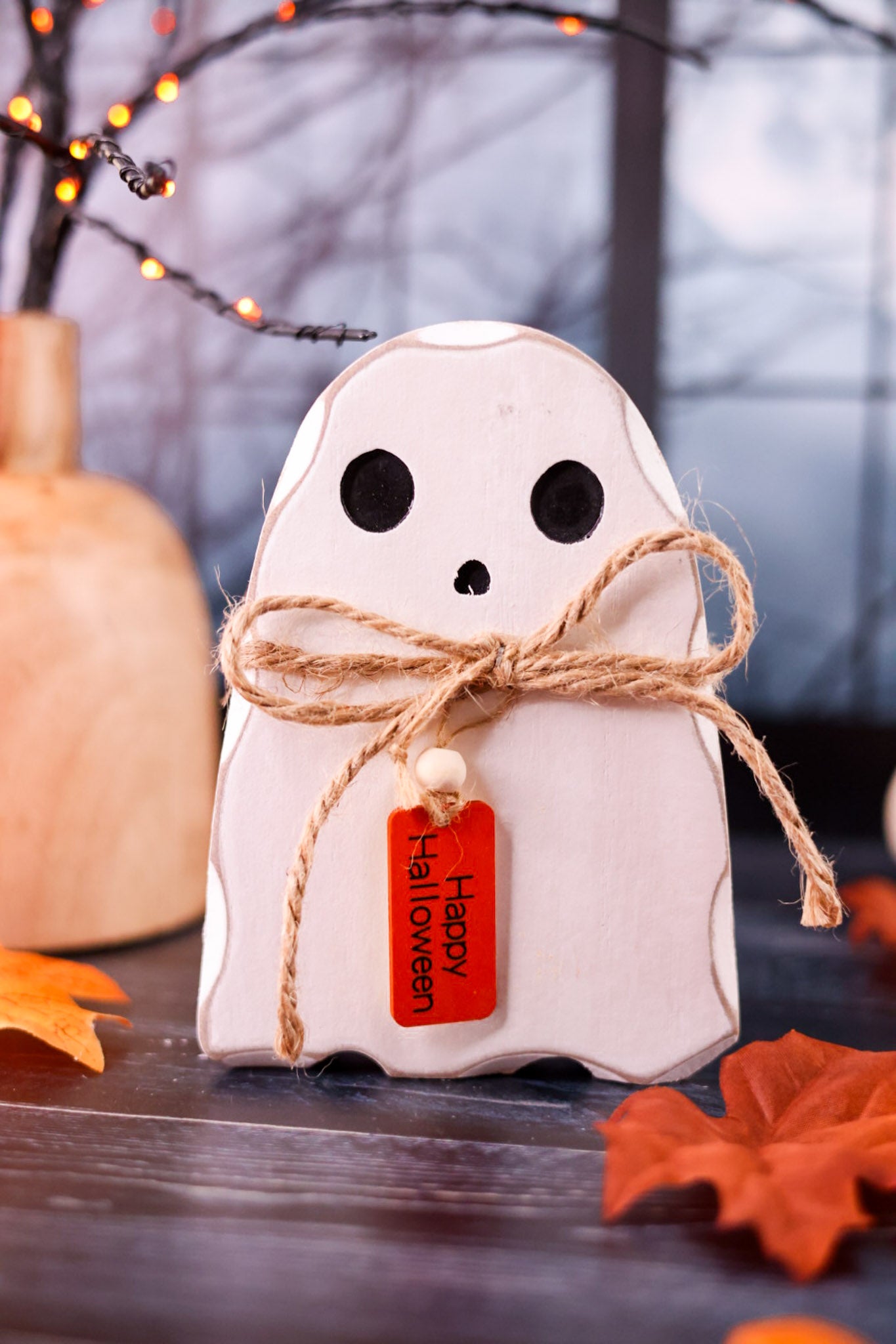 Blocky Ghost Tabletop Halloween Wooden Sitters (Three Styles)