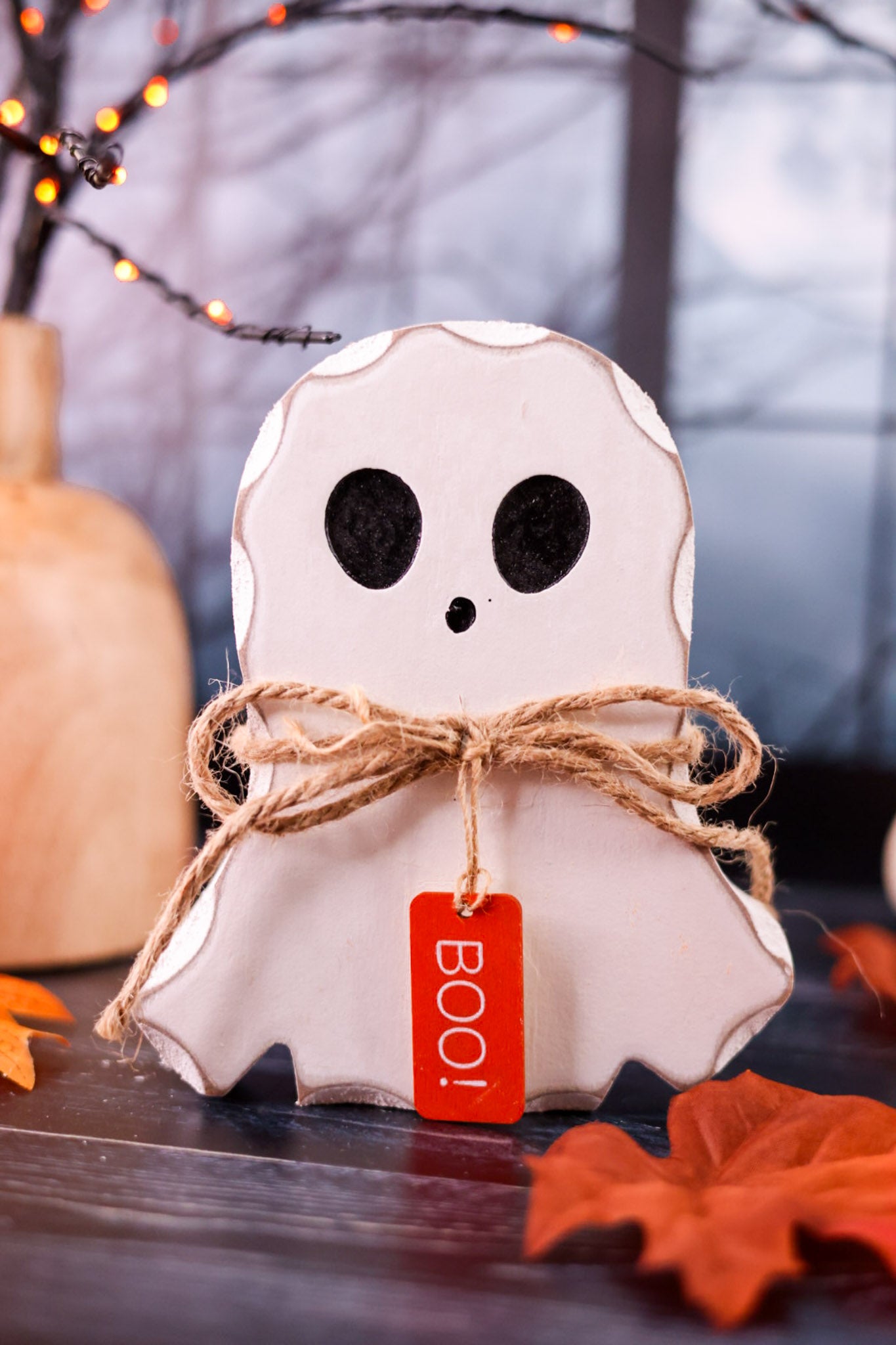 Blocky Ghost Tabletop Halloween Wooden Sitters (Three Styles)