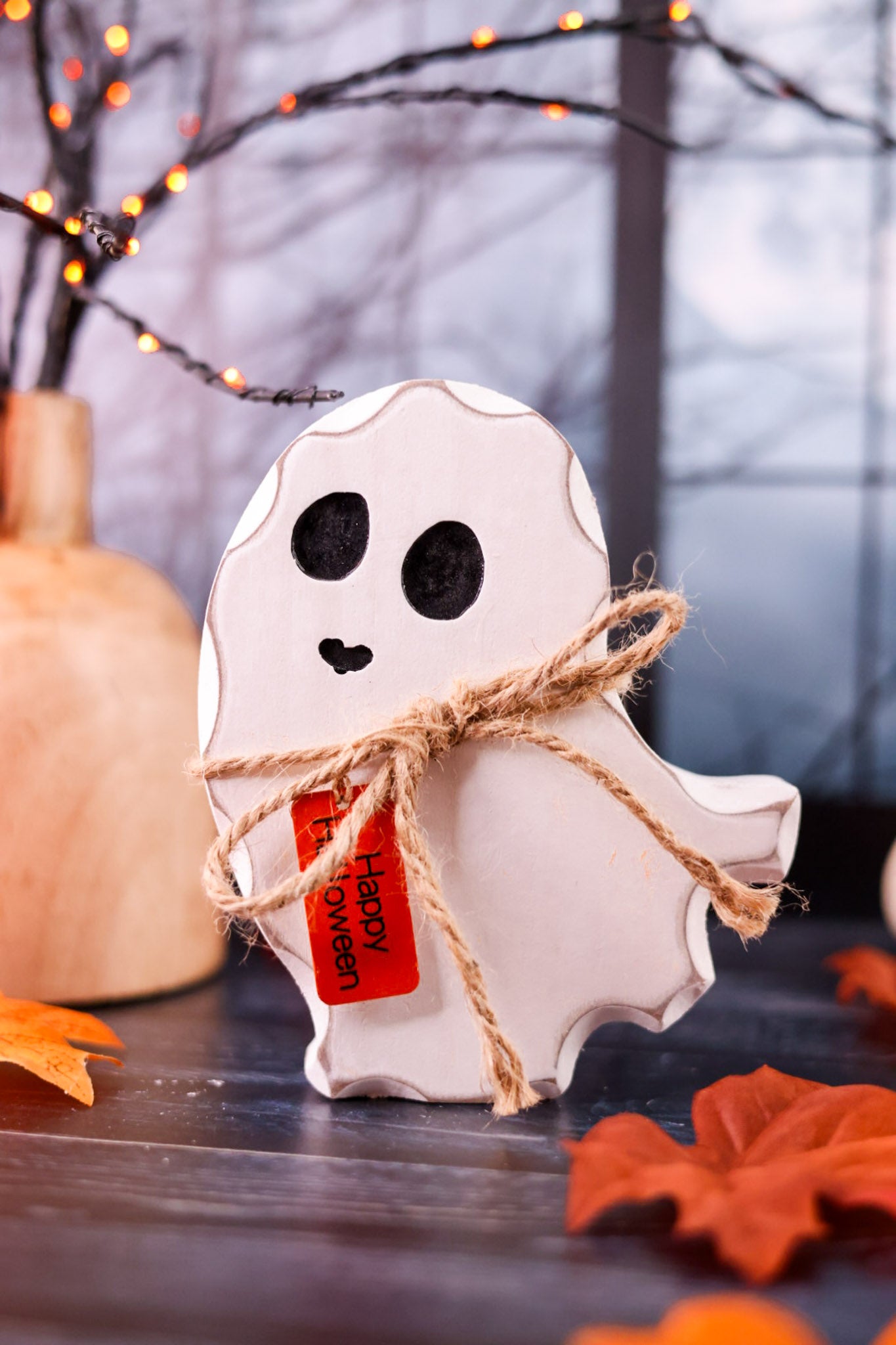 Blocky Ghost Tabletop Halloween Wooden Sitters (Three Styles)