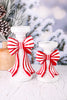 Candlestick Holder With Peppermint Striped Bow (2 Sizes)