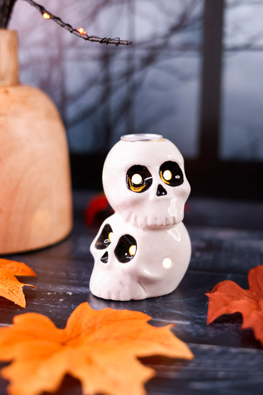 Stacked Skulls LED Taper Holder