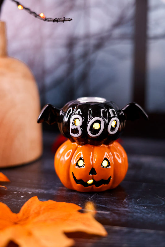 Stacked Pumpkins LED Taper Holder