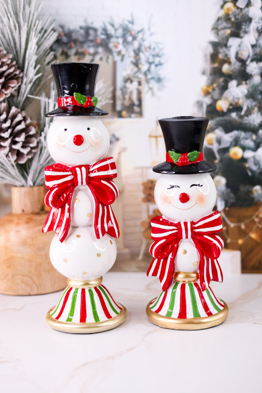 Happy Snowman Candle Stick Holder (2 Sizes)