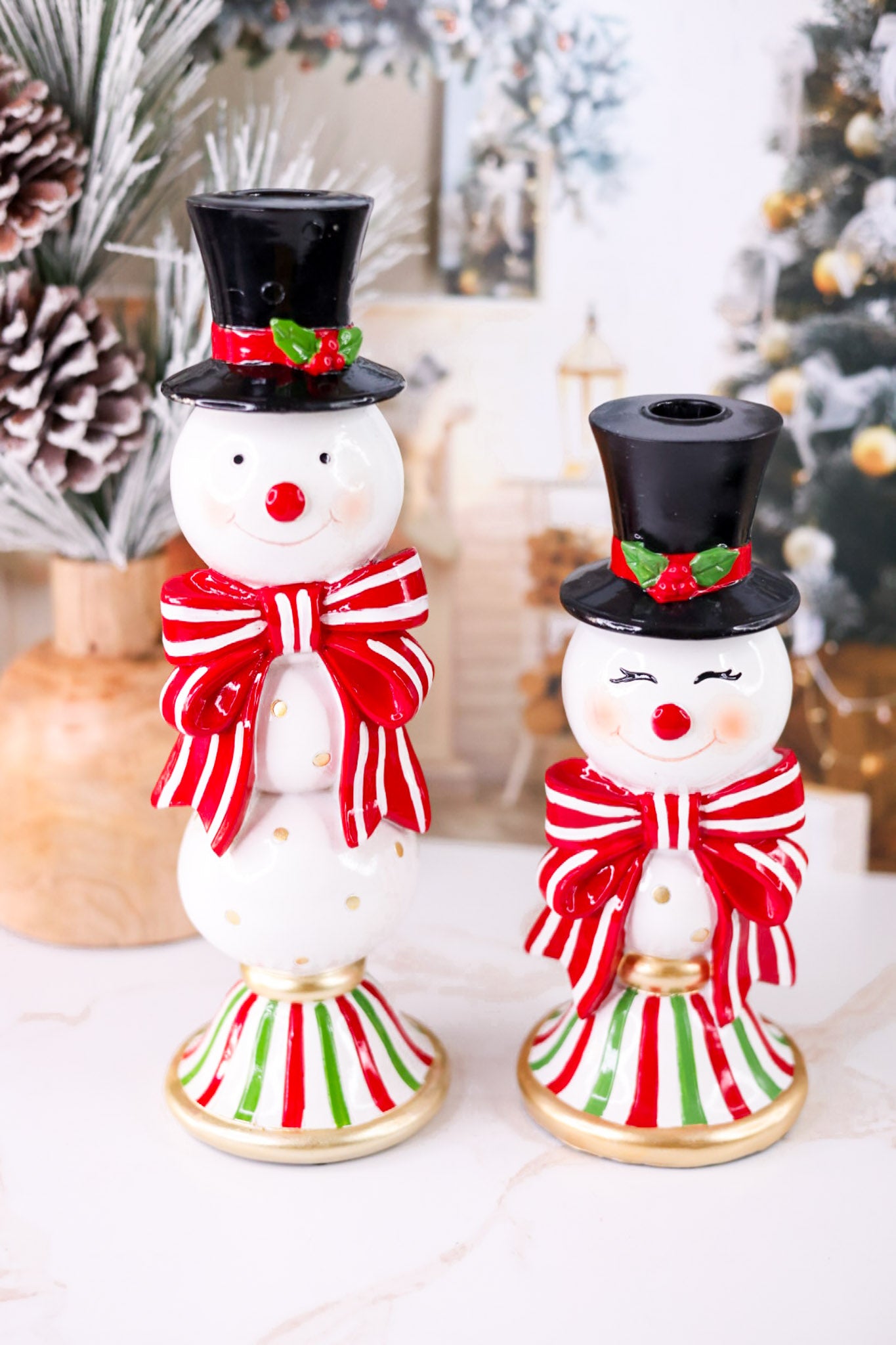 Happy Snowman Candle Stick Holder (2 Sizes)