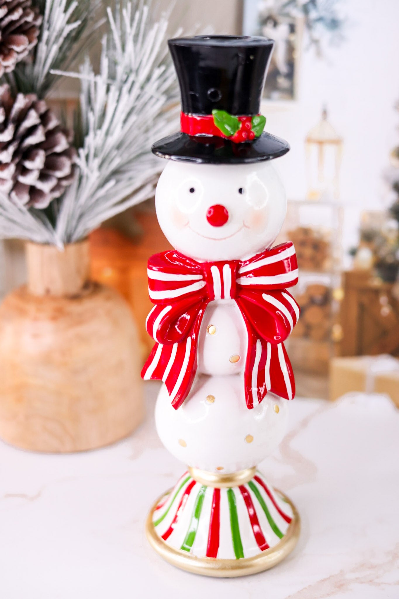 Happy Snowman Candle Stick Holder (2 Sizes)