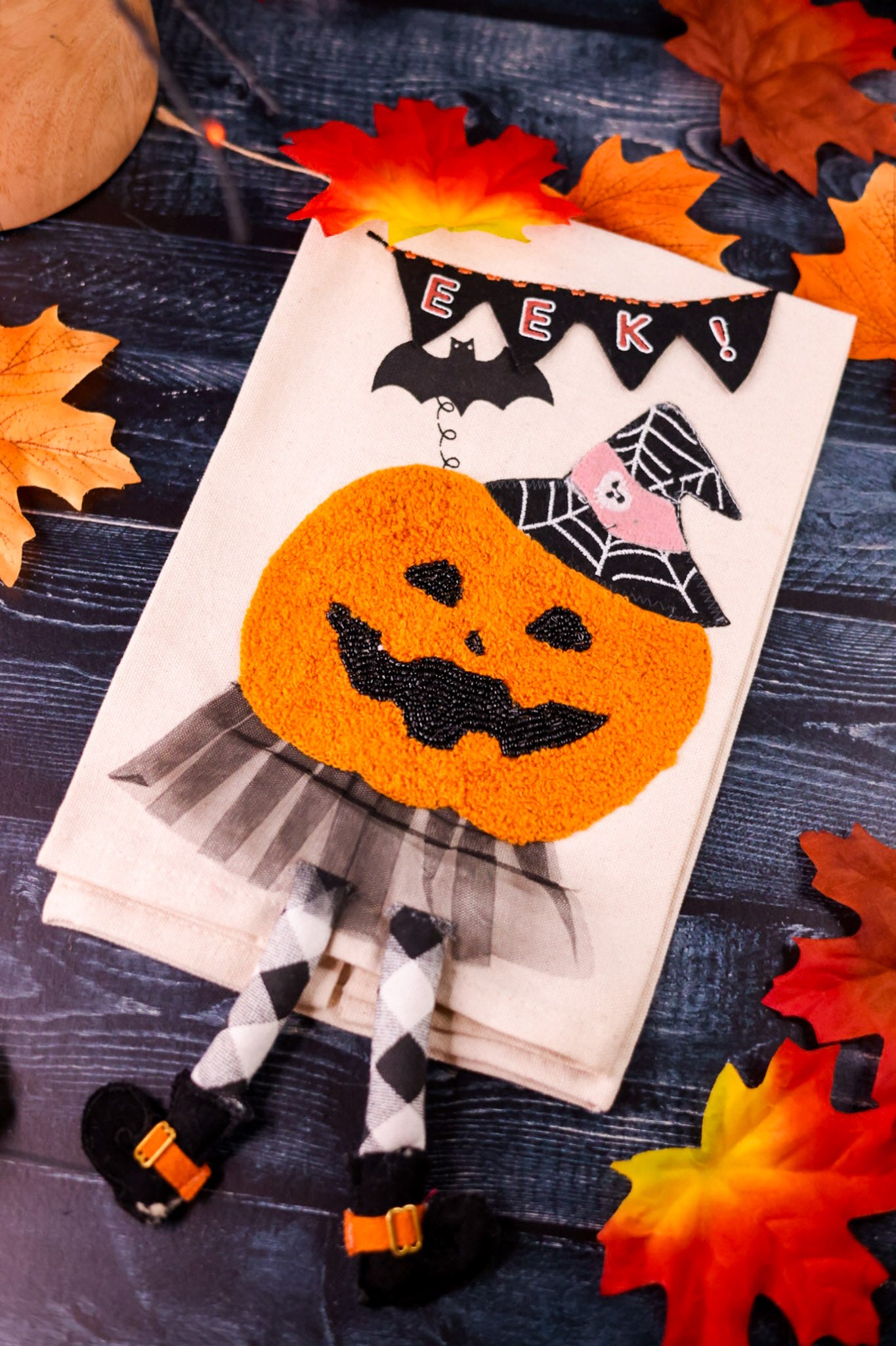 Jack-O-Lantern Hand Towel With Dangling Legs