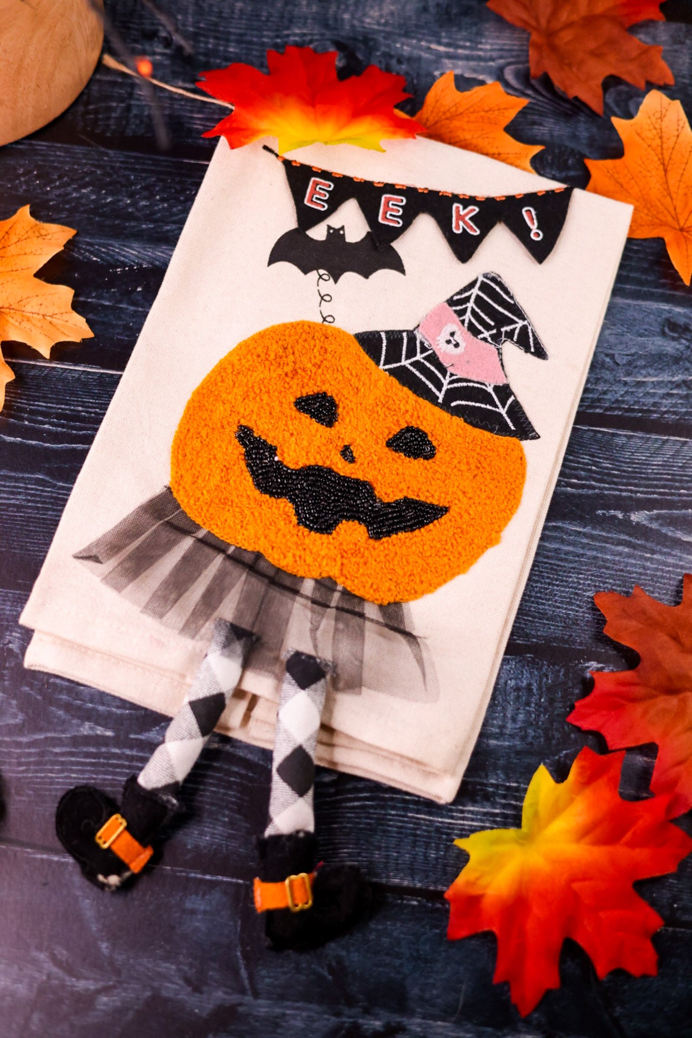 Jack-O-Lantern Hand Towel With Dangling Legs