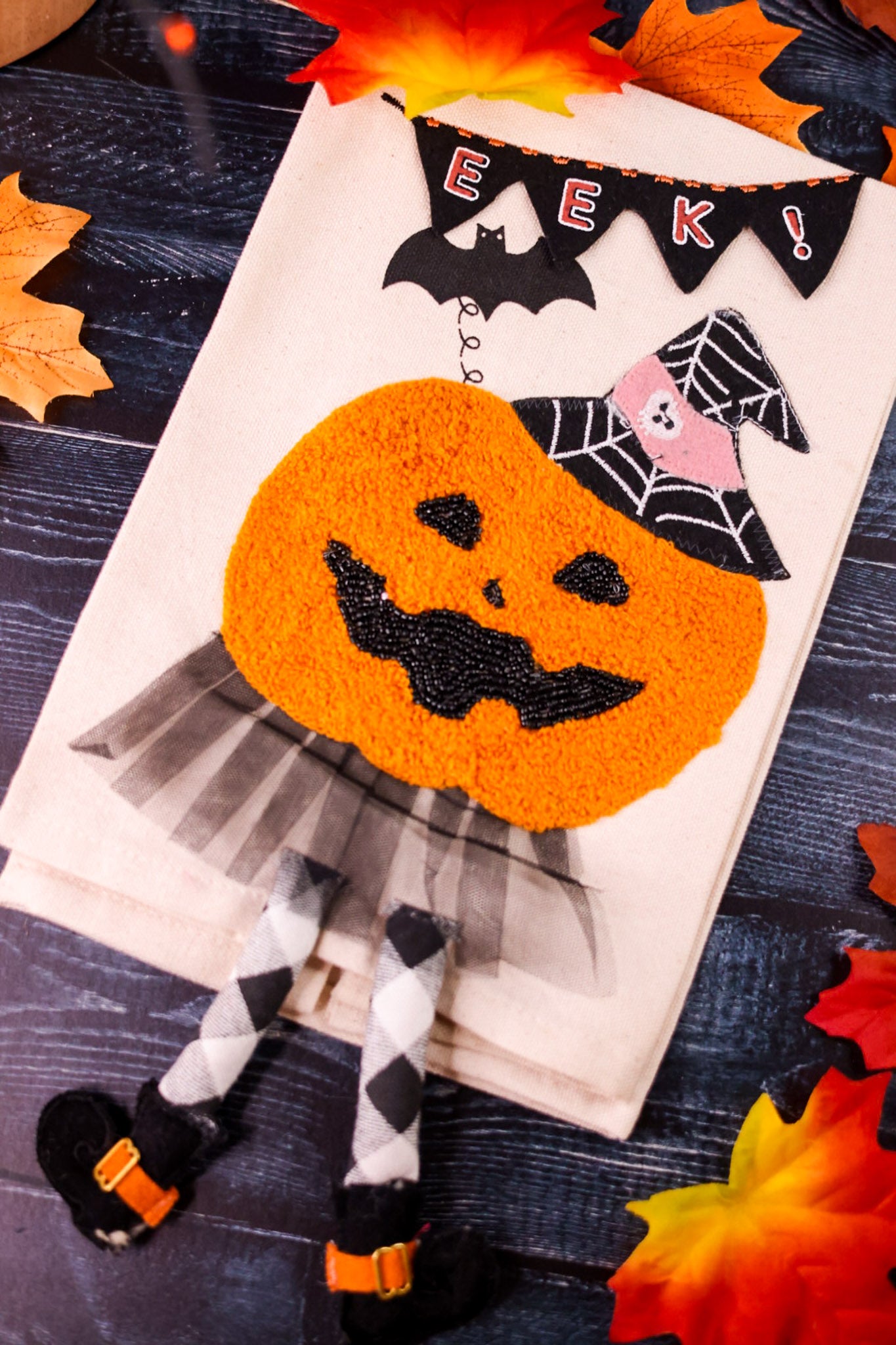 Jack-O-Lantern Hand Towel With Dangling Legs
