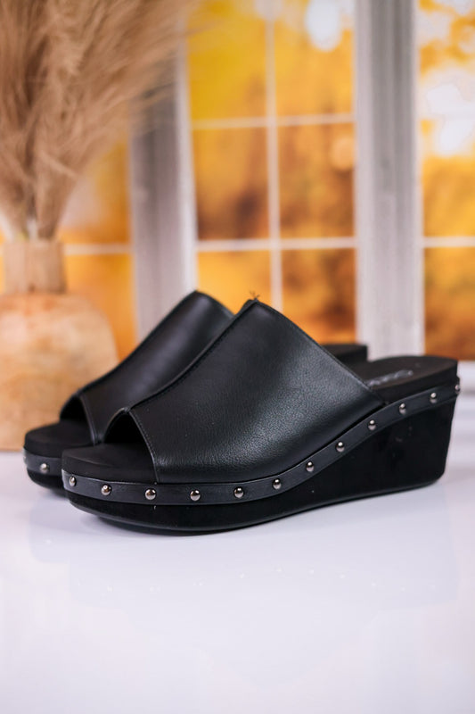 Hissy Fit Black Open Toe Wedges