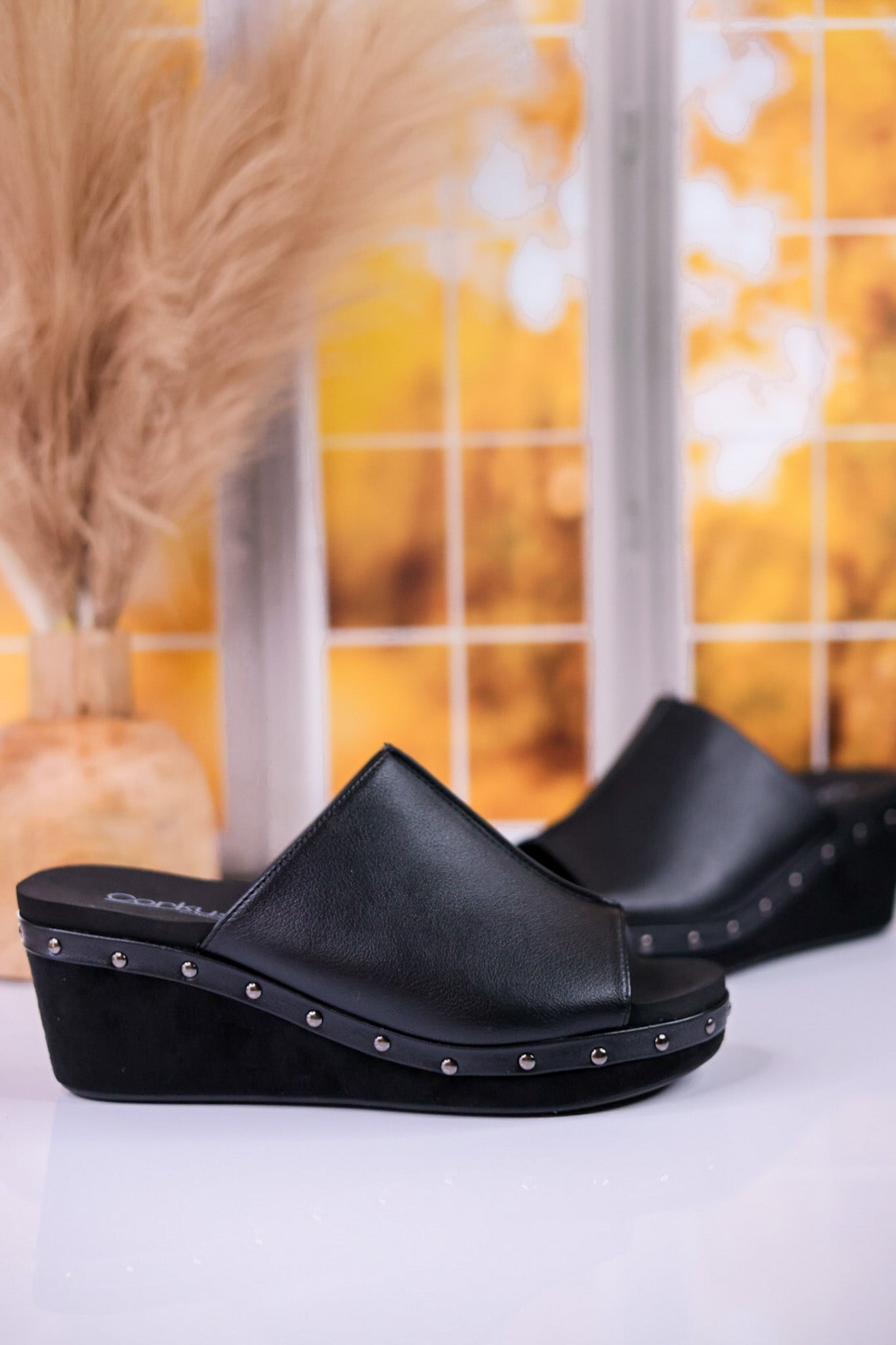 Hissy Fit Black Open Toe Wedges