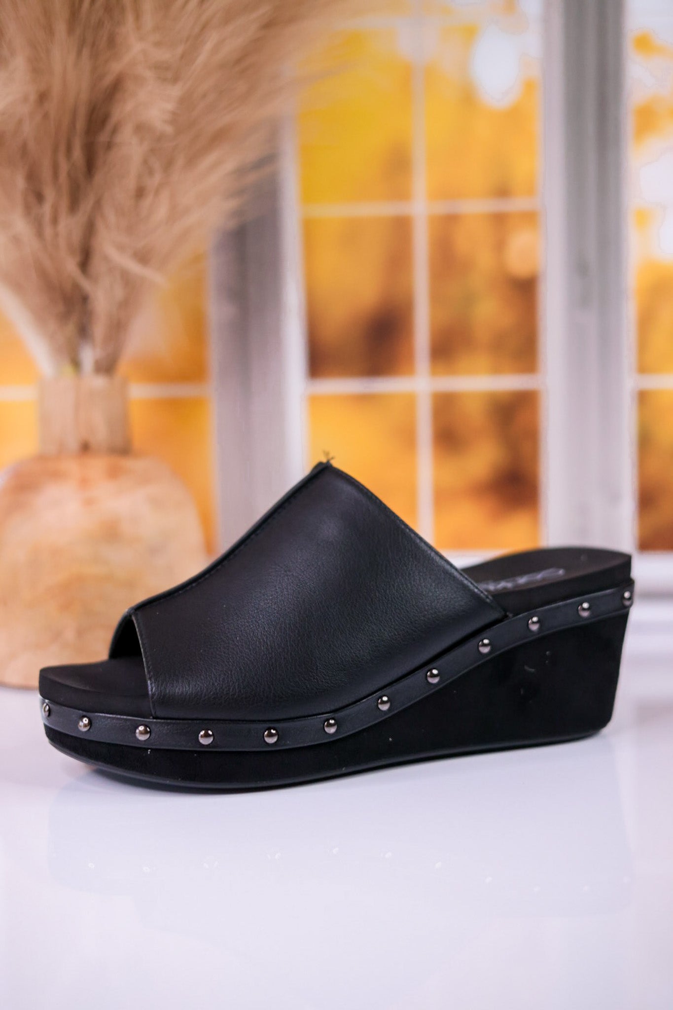 Hissy Fit Black Open Toe Wedges