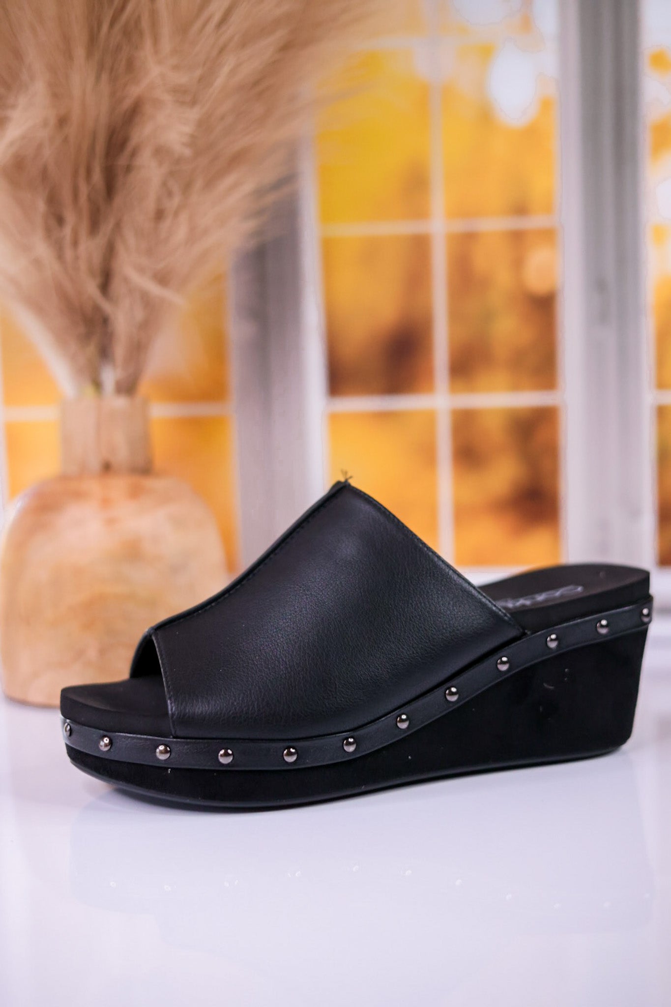 Hissy Fit Black Open Toe Wedges