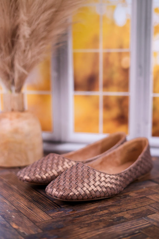Right There Woven Bronze Flats