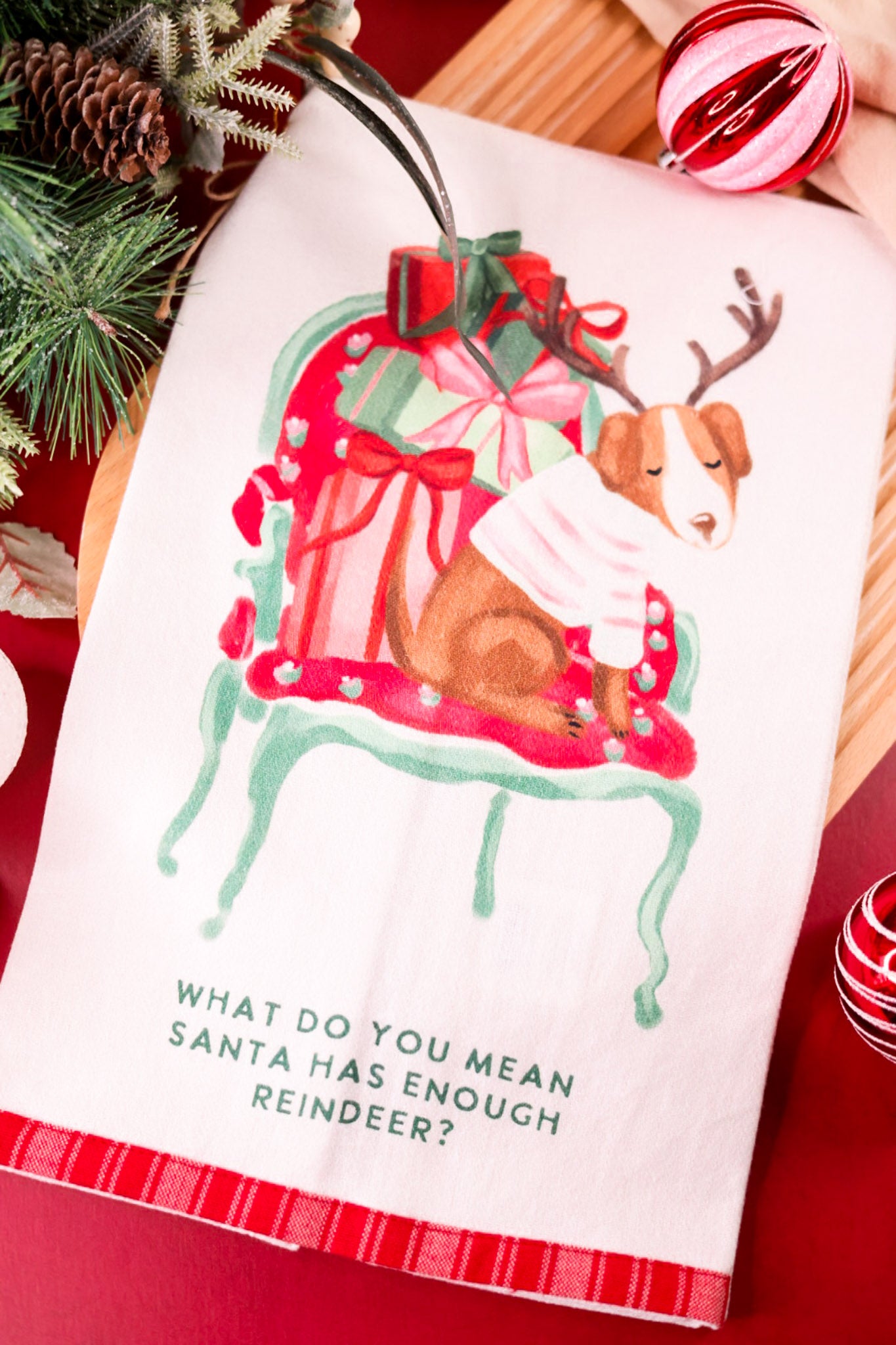 Santa Has Enough Reindeer Towel