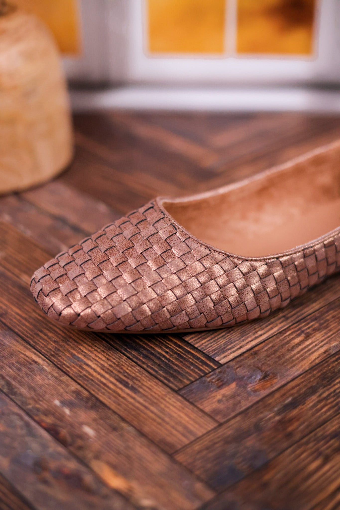 Right There Woven Bronze Flats