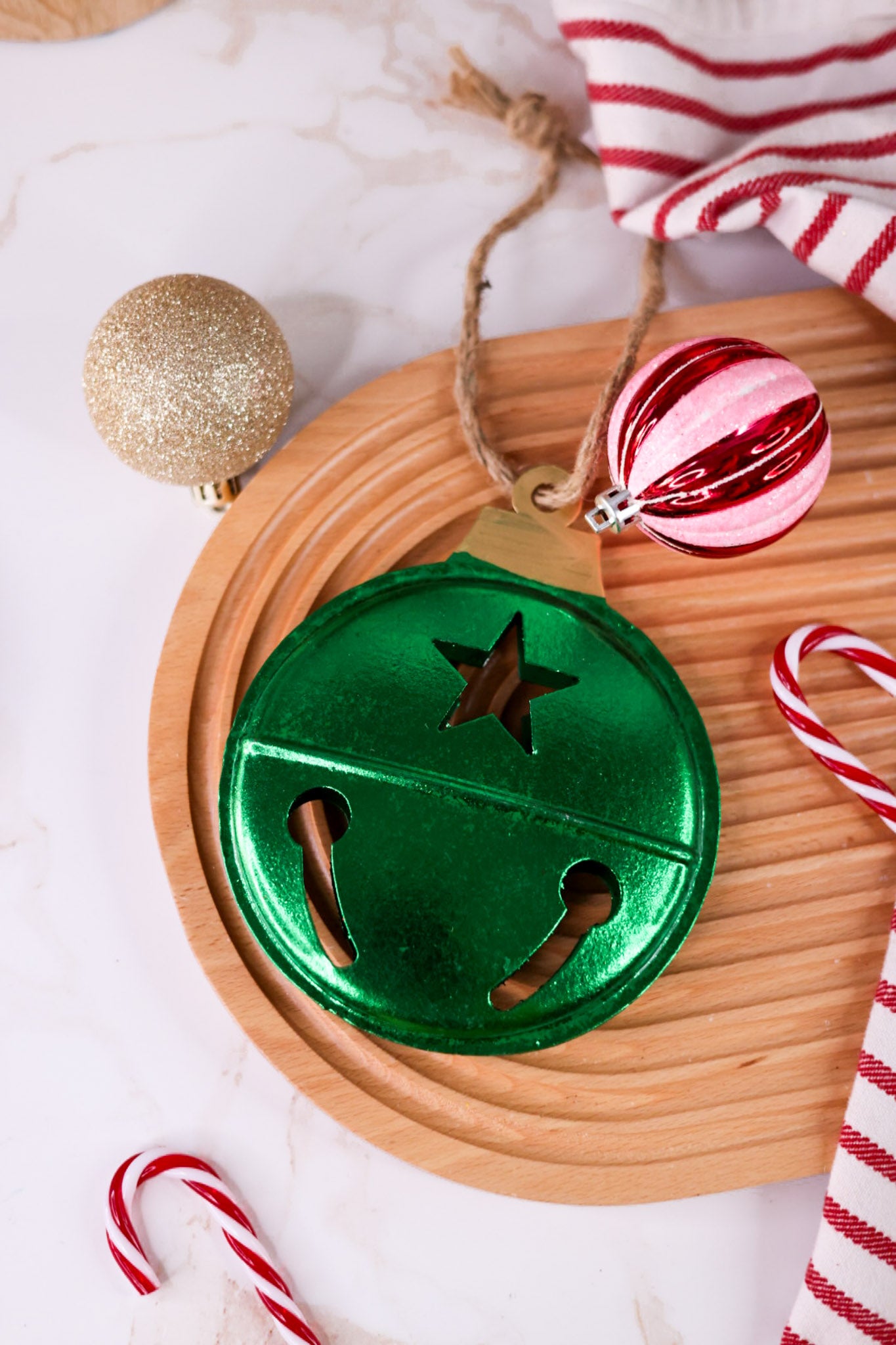 5.25" Flat Metal Bell Ornament (4 Colors)