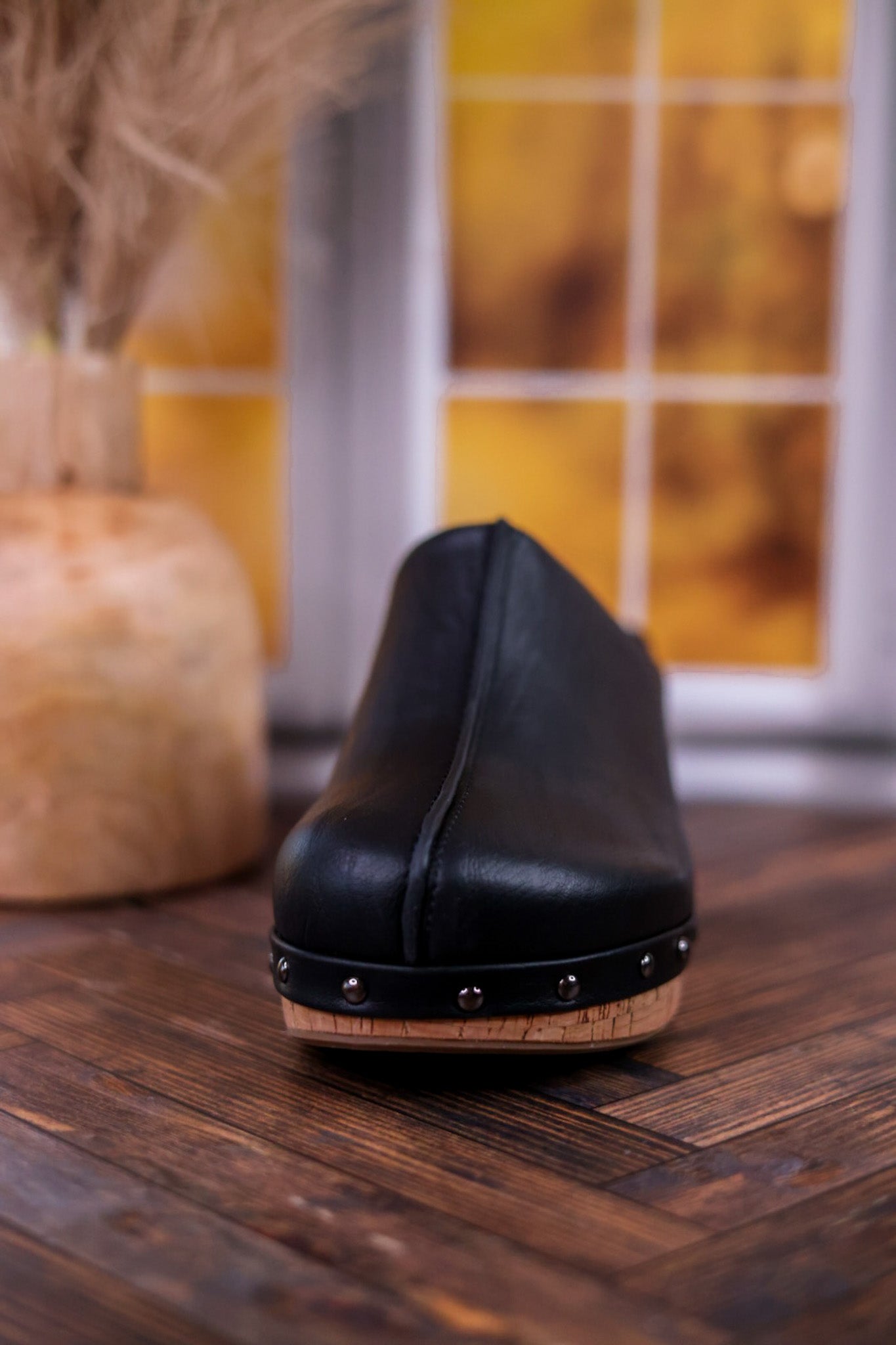 Marley Black Round Toe Wedges