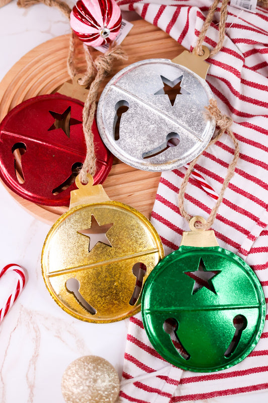 5.25" Flat Metal Bell Ornament (4 Colors)