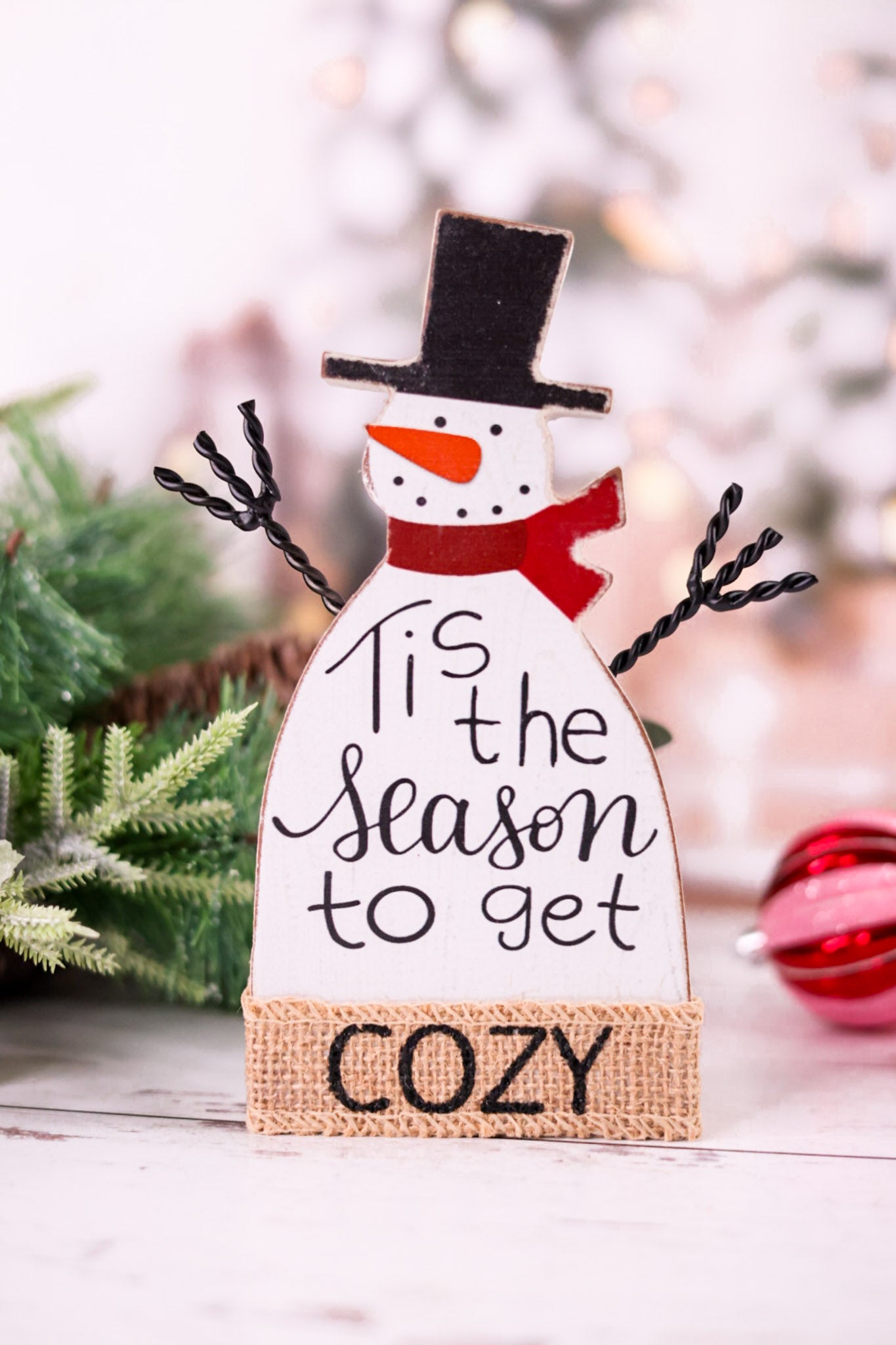 Wooden Holiday Snowman Tabletop Decor (2 Styles)