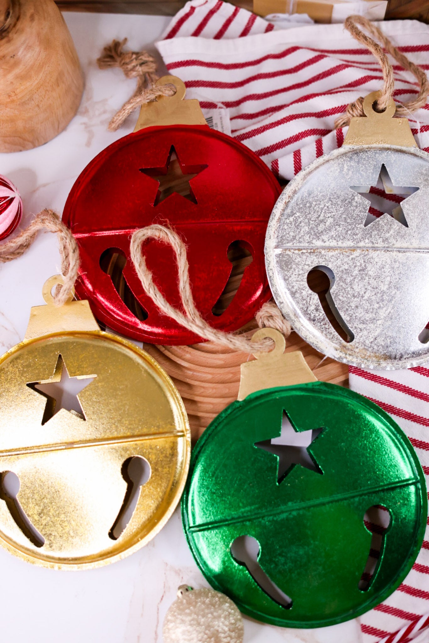 7.5" Flat Metal Bell Ornaments (4 Colors)