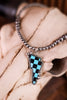 Turquoise and Black Checkered Lightning Bolt Pendant Necklace