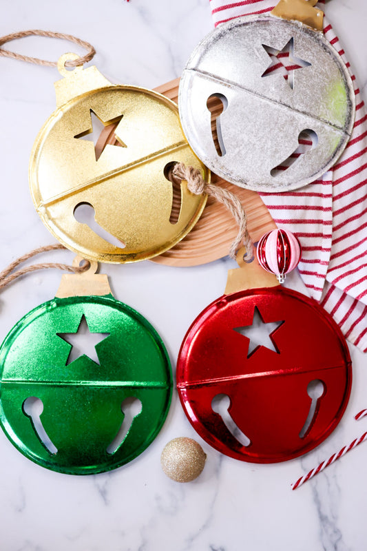 9.5" Flat Metal Bell Ornaments (4 Colors)