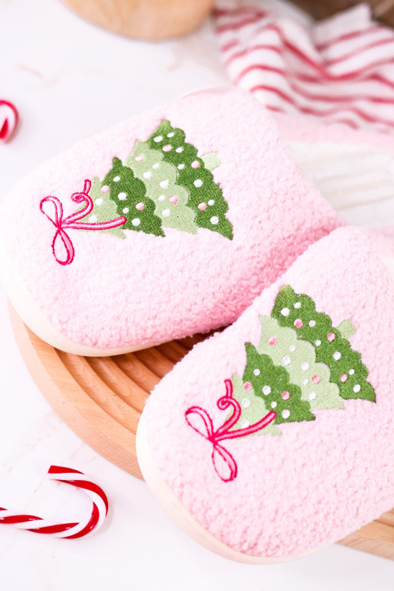 Christmas Tree Fuzzy Slippers