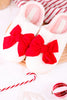 White Fuzzy Slippers With Red Bow