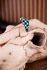 Turquoise and Black Checkered Lightning Bolt Ring