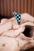 Turquoise and Black Checkered Lightning Bolt Ring