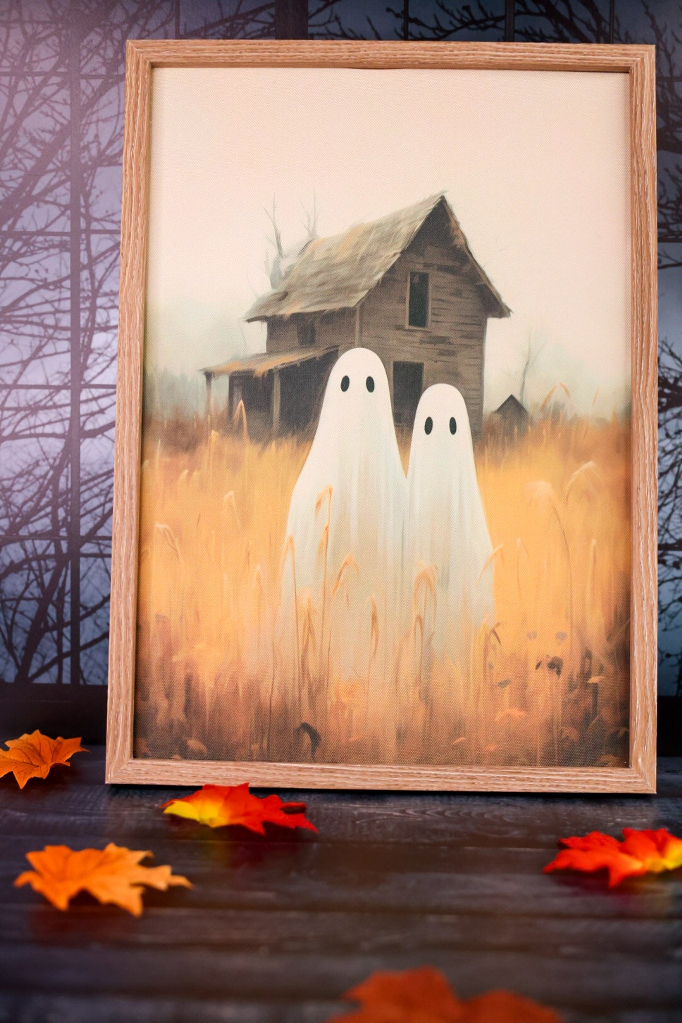 Framed Ghostly Abandoned House Canvas Print