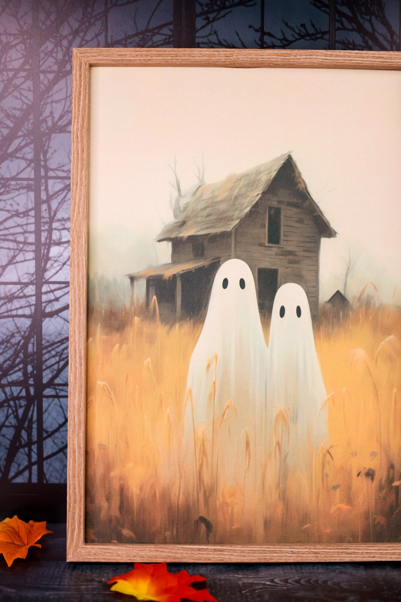 Framed Ghostly Abandoned House Canvas Print