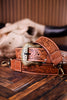 Brown Western Inspired Tooled Leather Purse Strap