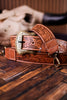 Brown Western Inspired Tooled Leather Purse Strap