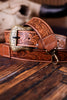 Brown Western Inspired Tooled Leather Purse Strap