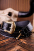 Black Western Inspired Tooled Leather Purse Strap