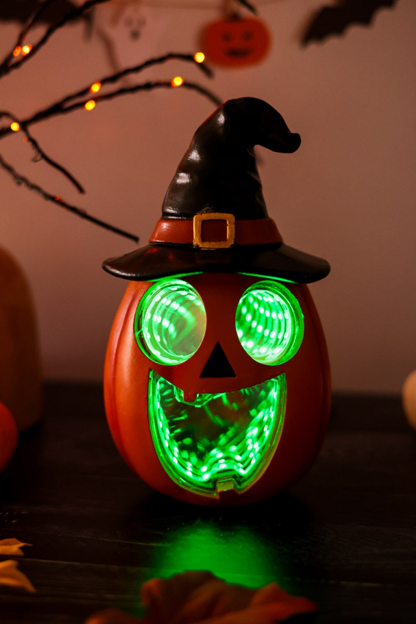 Resin Jack-O-Lantern With Infinity Mirror Light (2 Styles)