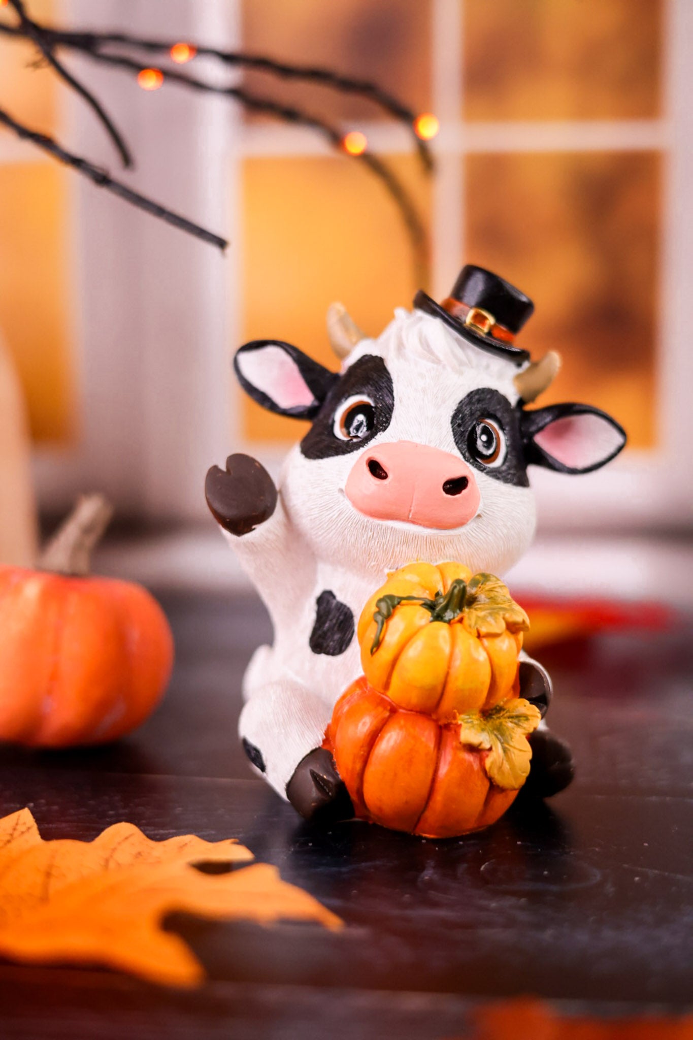 4.5" Resin Autumn Cow Figurines (2 Styles)