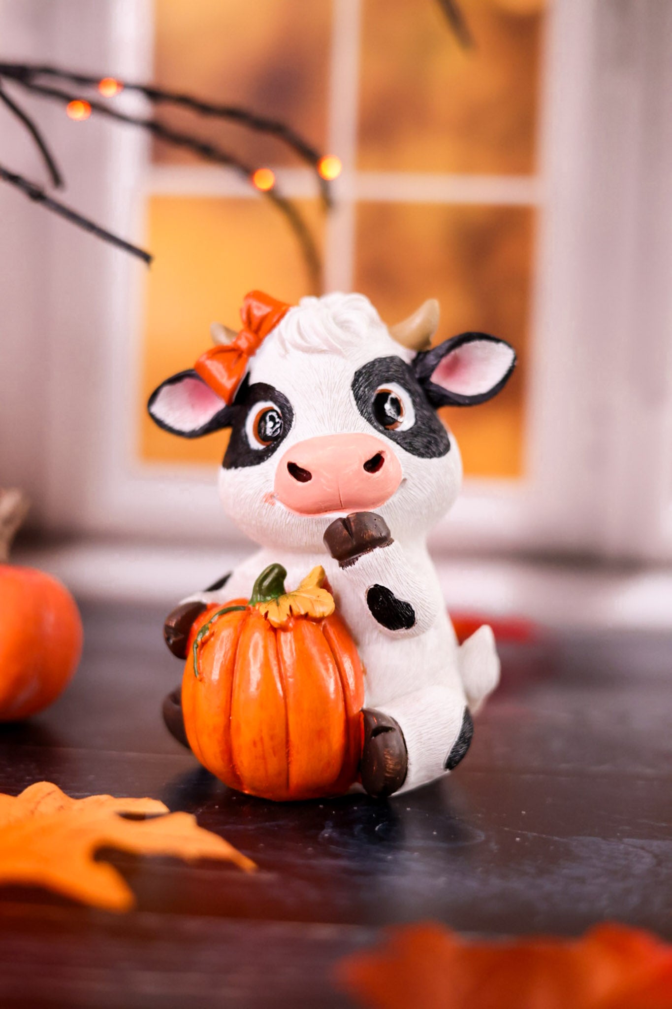 4.5" Resin Autumn Cow Figurines (2 Styles)