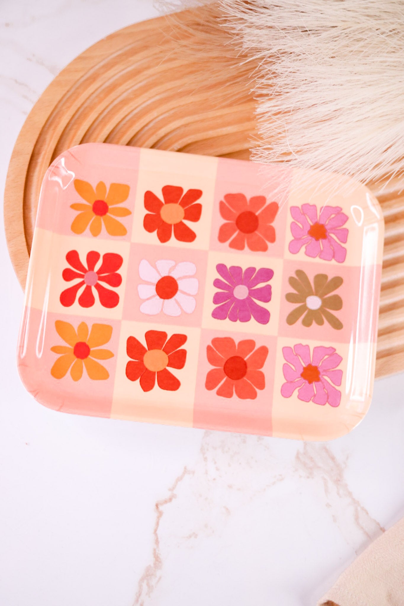 Retro Flowers Small Personal Tray