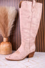 Hat's Off Putty Crackle Wide Calf Boots