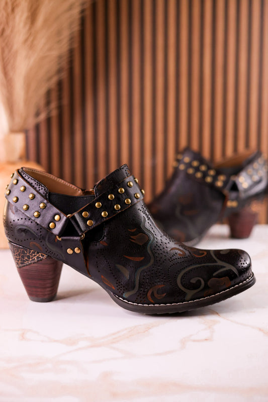 Western Inspired "Kacielou" Black leather Shoes